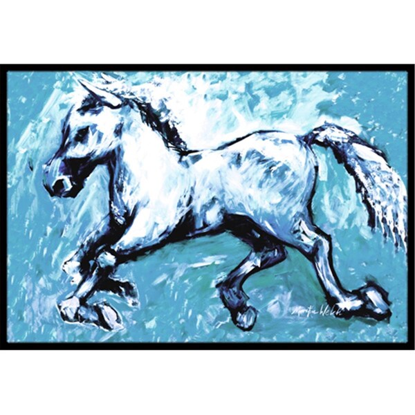 Carolines Treasures Shadow The Horse In Blue Indoor Or Outdoor Mat 18 x 27 In. MW1171MAT - main